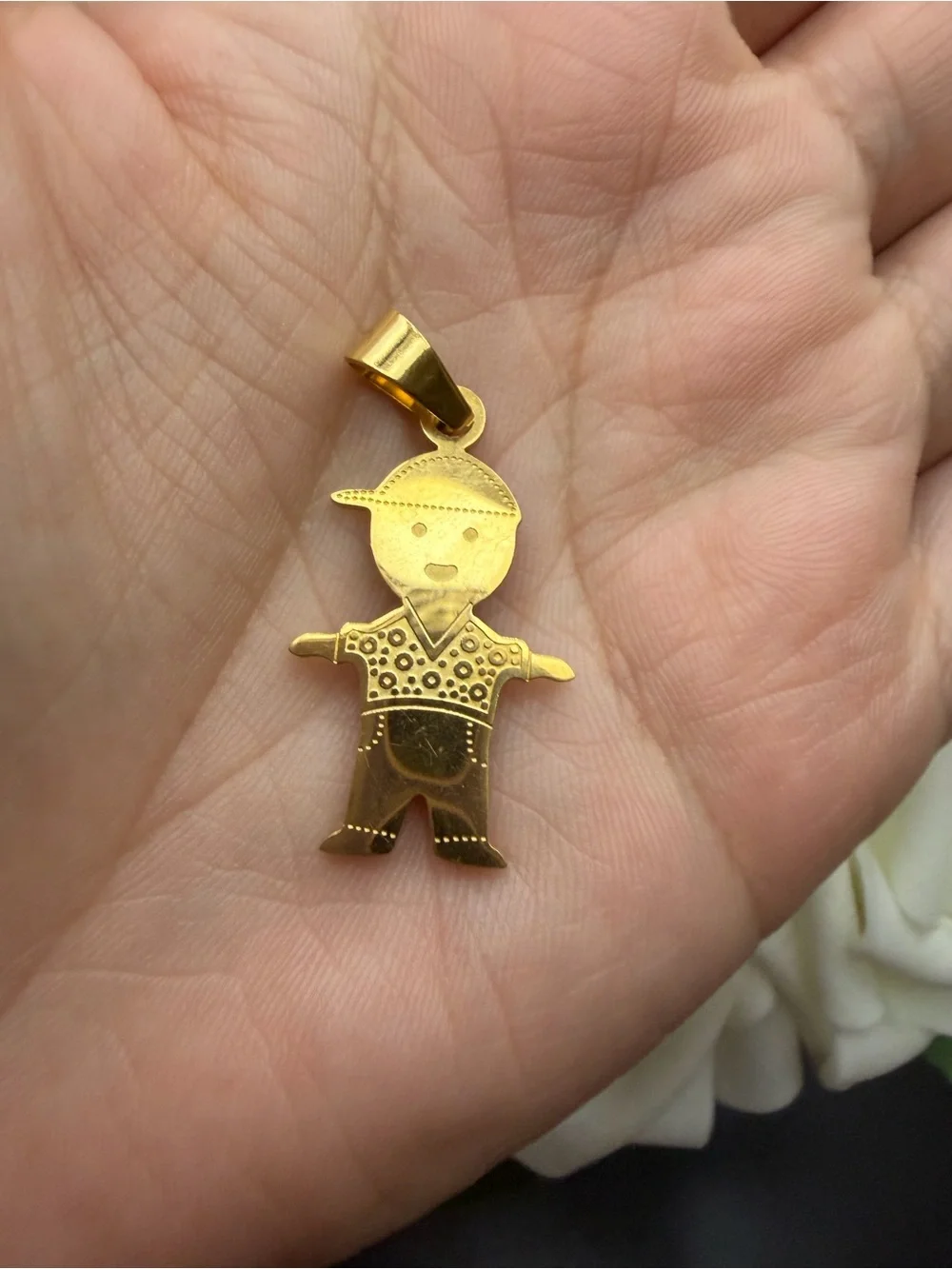 Stainless steel Kids Boy Pendant Charm - Cute Boy Figure